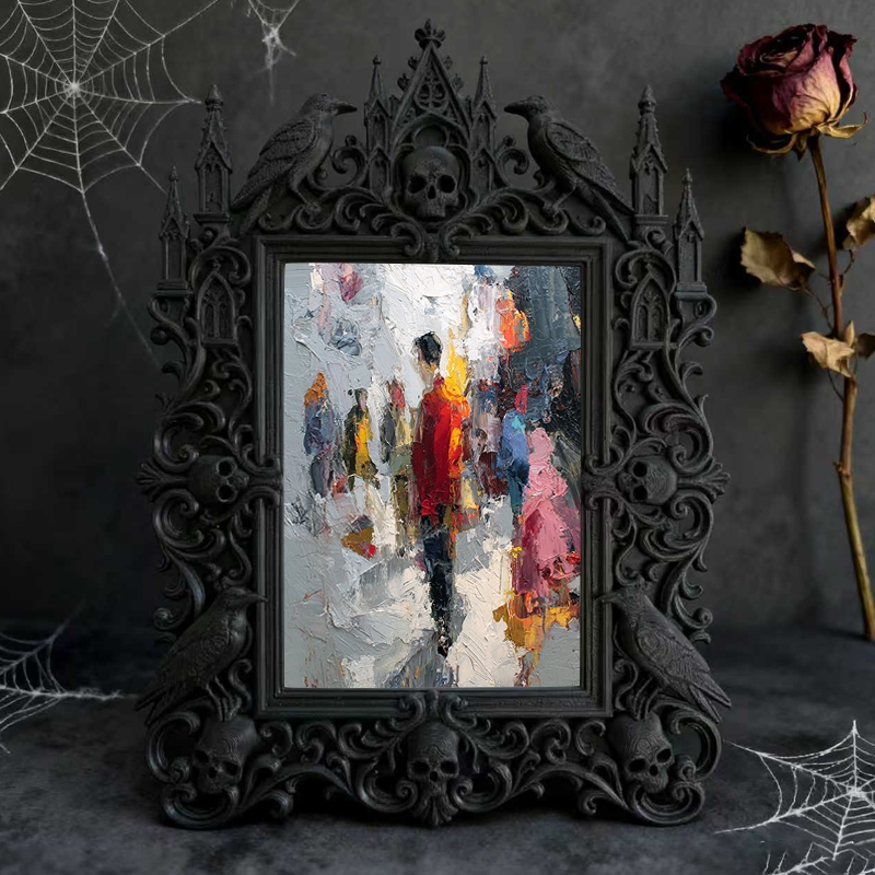 Gothic Dark-style Photo Frame | Gothic Pet Memorial Shrine Decor, Photo Ornament, Wall-mountable & Tabletop, Waterproof Plastic Frame
