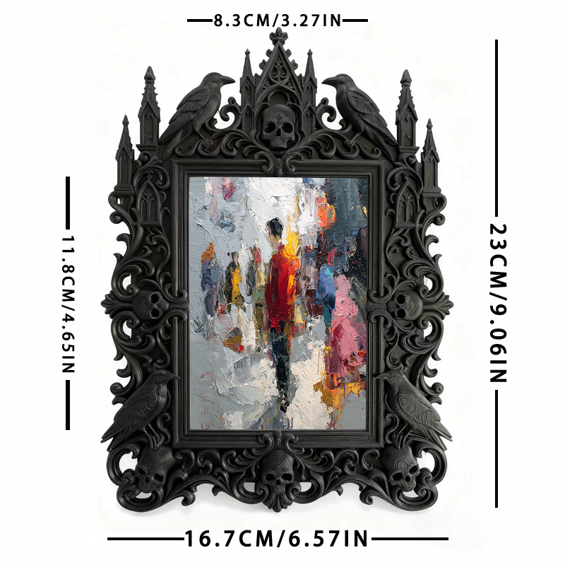 Gothic Dark-style Photo Frame | Gothic Pet Memorial Shrine Decor, Photo Ornament, Wall-mountable & Tabletop, Waterproof Plastic Frame