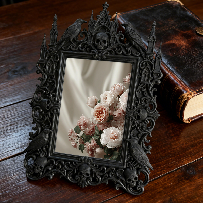 Gothic Dark-style Photo Frame | Retro Horror Magazine Cover Display Decor, Photo Ornament, Wall-mountable & Tabletop, Waterproof Plastic Fra