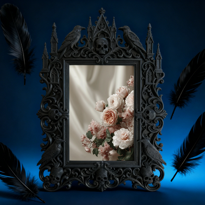 Gothic Dark-style Photo Frame | Retro Horror Magazine Cover Display Decor, Photo Ornament, Wall-mountable & Tabletop, Waterproof Plastic Fra