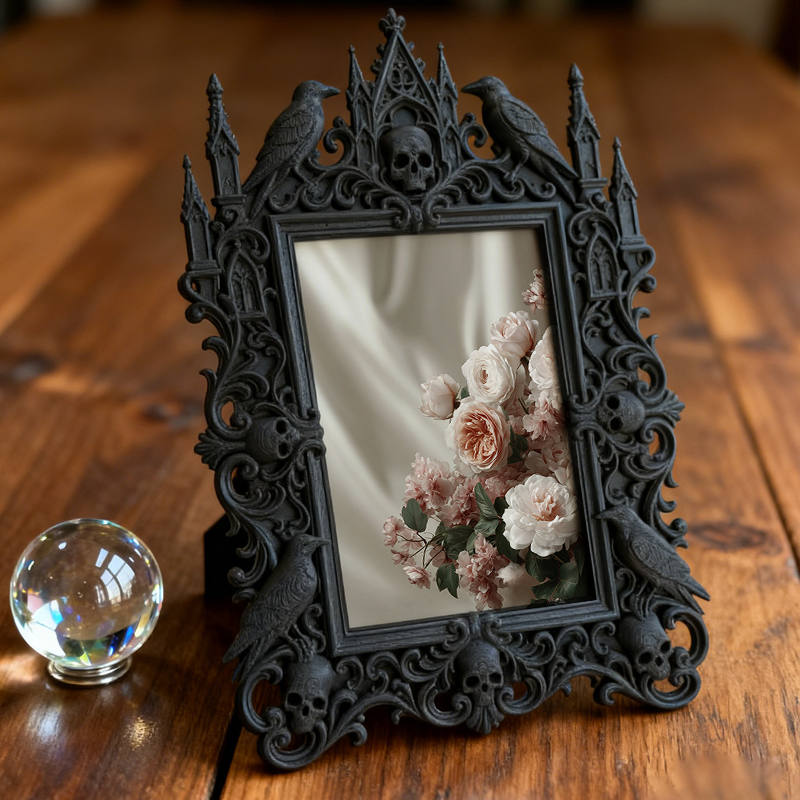 Gothic Dark-style Photo Frame | Retro Horror Magazine Cover Display Decor, Photo Ornament, Wall-mountable & Tabletop, Waterproof Plastic Fra