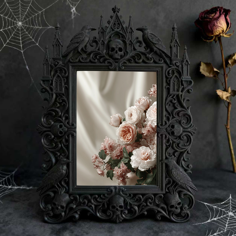 Gothic Dark-style Photo Frame | Retro Horror Magazine Cover Display Decor, Photo Ornament, Wall-mountable & Tabletop, Waterproof Plastic Fra