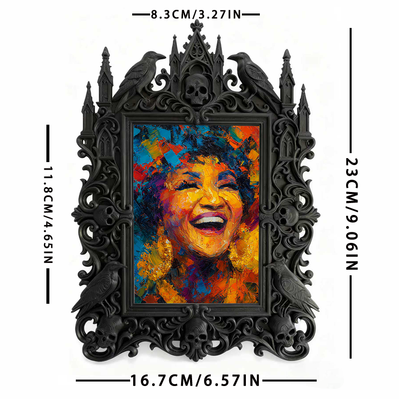 Gothic Dark-style Photo Frame | Gothic Themed Airbnb Bedroom Decor, Photo Ornament, Wall-mountable & Tabletop, Waterproof Plastic Frame