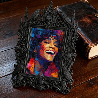 Gothic Dark-style Photo Frame | Handmade Leather Gothic Accessory Shop Decor, Photo Ornament, Wall-mountable & Tabletop, Waterproof Plastic 