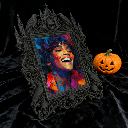 Gothic Dark-style Photo Frame | Handmade Leather Gothic Accessory Shop Decor, Photo Ornament, Wall-mountable & Tabletop, Waterproof Plastic 