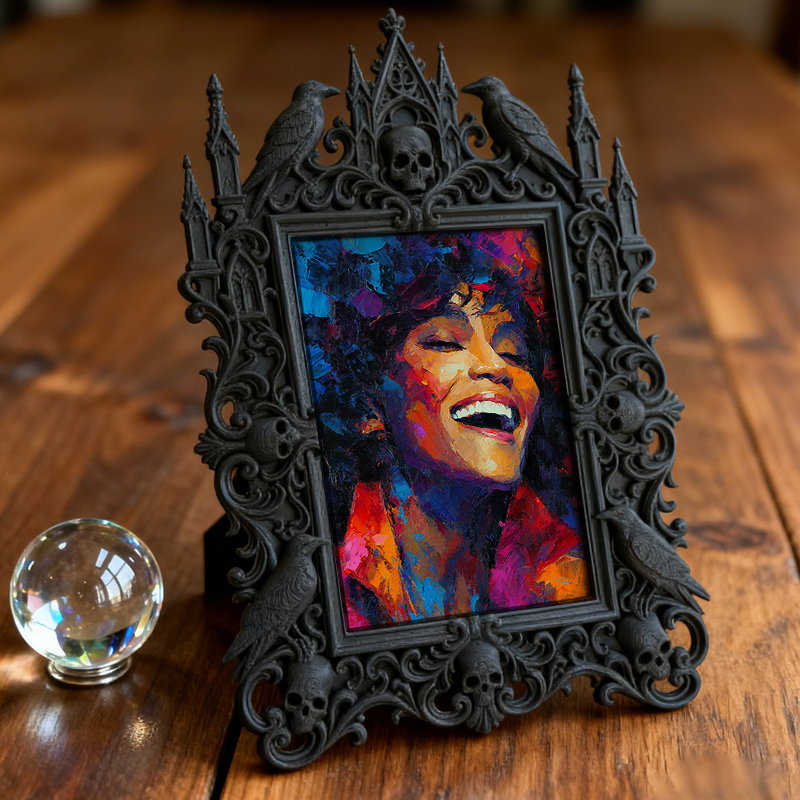 Gothic Dark-style Photo Frame | Handmade Leather Gothic Accessory Shop Decor, Photo Ornament, Wall-mountable & Tabletop, Waterproof Plastic 