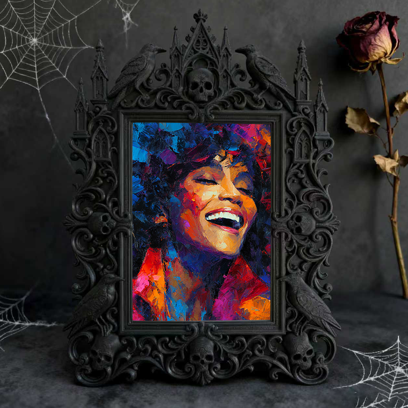 Gothic Dark-style Photo Frame | Handmade Leather Gothic Accessory Shop Decor, Photo Ornament, Wall-mountable & Tabletop, Waterproof Plastic 