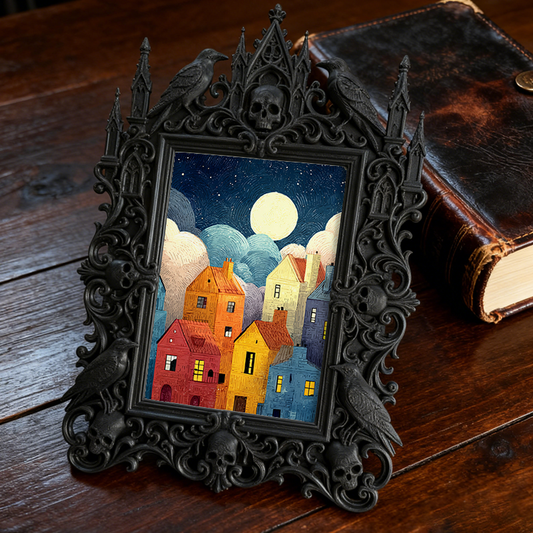 Gothic Dark-style Photo Frame | Dark Academia Student Dorm Door Decor, Photo Ornament, Wall-mountable & Tabletop, Waterproof Plastic Frame