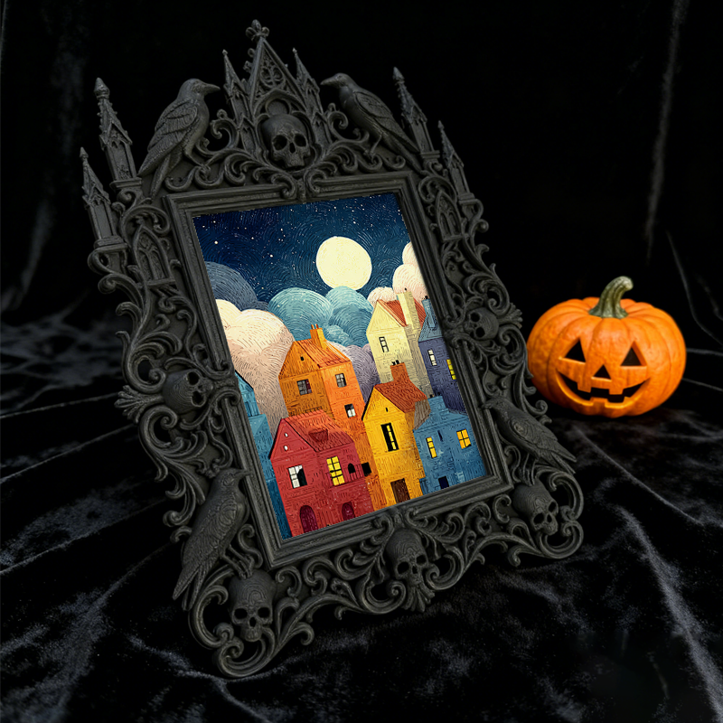 Gothic Dark-style Photo Frame | Dark Academia Student Dorm Door Decor, Photo Ornament, Wall-mountable & Tabletop, Waterproof Plastic Frame