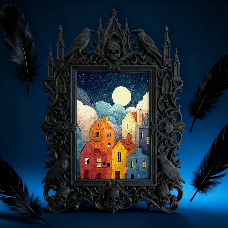 Gothic Dark-style Photo Frame | Dark Academia Student Dorm Door Decor, Photo Ornament, Wall-mountable & Tabletop, Waterproof Plastic Frame