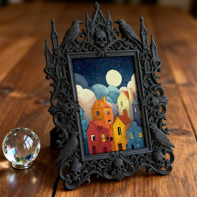 Gothic Dark-style Photo Frame | Dark Academia Student Dorm Door Decor, Photo Ornament, Wall-mountable & Tabletop, Waterproof Plastic Frame
