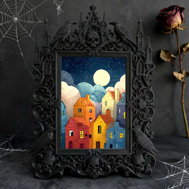 Gothic Dark-style Photo Frame | Dark Academia Student Dorm Door Decor, Photo Ornament, Wall-mountable & Tabletop, Waterproof Plastic Frame