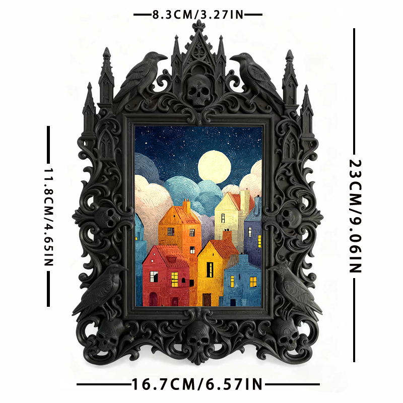 Gothic Dark-style Photo Frame | Dark Academia Student Dorm Door Decor, Photo Ornament, Wall-mountable & Tabletop, Waterproof Plastic Frame