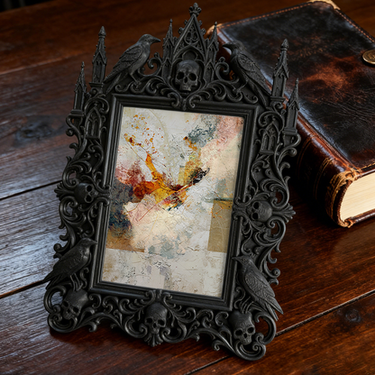 Gothic Dark-style Photo Frame | Gothic Tattoo Studio Waiting Area Decor, Photo Ornament, Wall-mountable & Tabletop, Waterproof Plastic Frame