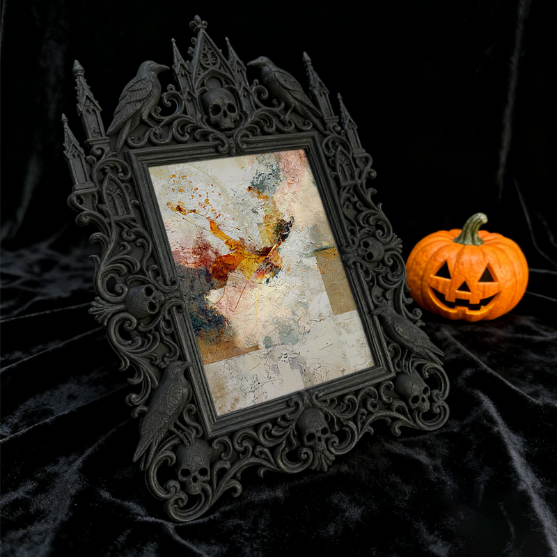 Gothic Dark-style Photo Frame | Gothic Tattoo Studio Waiting Area Decor, Photo Ornament, Wall-mountable & Tabletop, Waterproof Plastic Frame