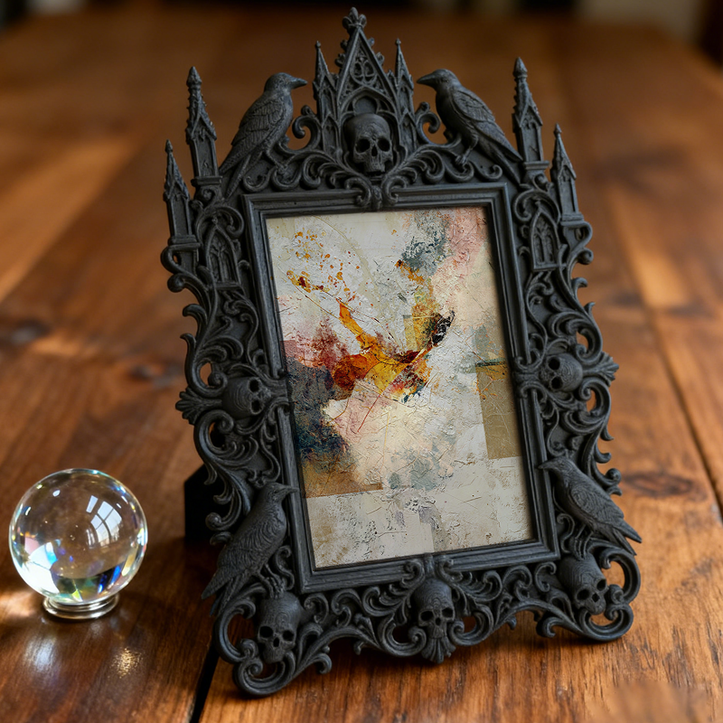 Gothic Dark-style Photo Frame | Gothic Tattoo Studio Waiting Area Decor, Photo Ornament, Wall-mountable & Tabletop, Waterproof Plastic Frame