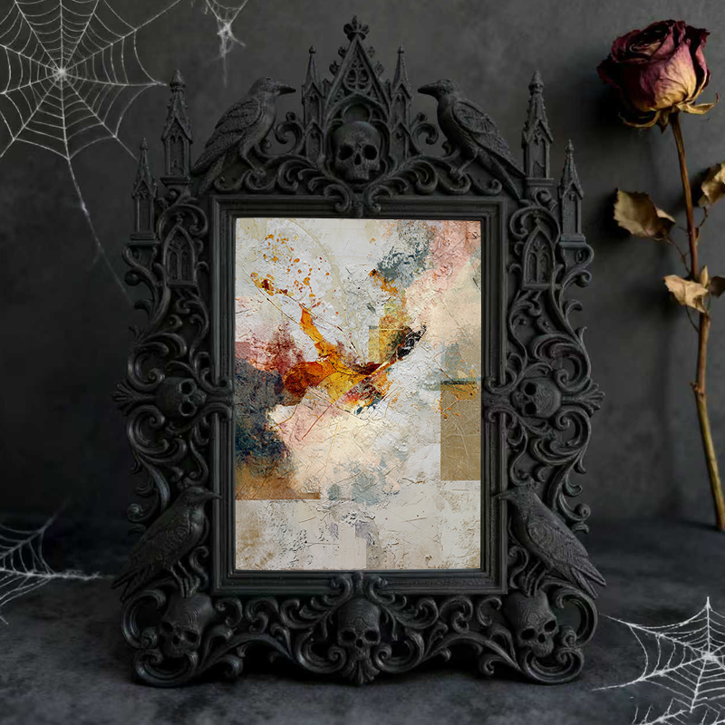 Gothic Dark-style Photo Frame | Gothic Tattoo Studio Waiting Area Decor, Photo Ornament, Wall-mountable & Tabletop, Waterproof Plastic Frame