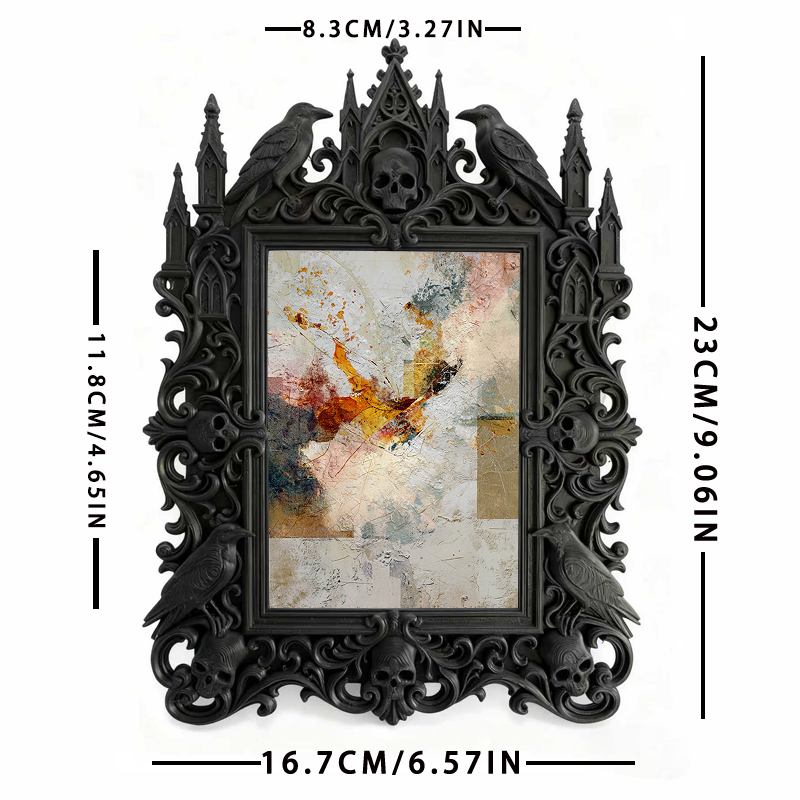 Gothic Dark-style Photo Frame | Gothic Tattoo Studio Waiting Area Decor, Photo Ornament, Wall-mountable & Tabletop, Waterproof Plastic Frame