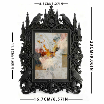 Gothic Dark-style Photo Frame | Gothic Tattoo Studio Waiting Area Decor, Photo Ornament, Wall-mountable & Tabletop, Waterproof Plastic Frame
