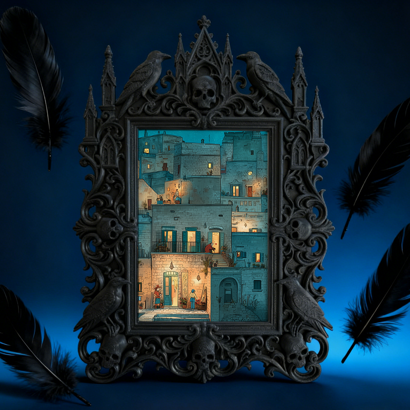 Gothic Dark-style Photo Frame | Horror Book Club Meeting Table Decor, Photo Ornament, Wall-mountable & Tabletop, Waterproof Plastic Frame