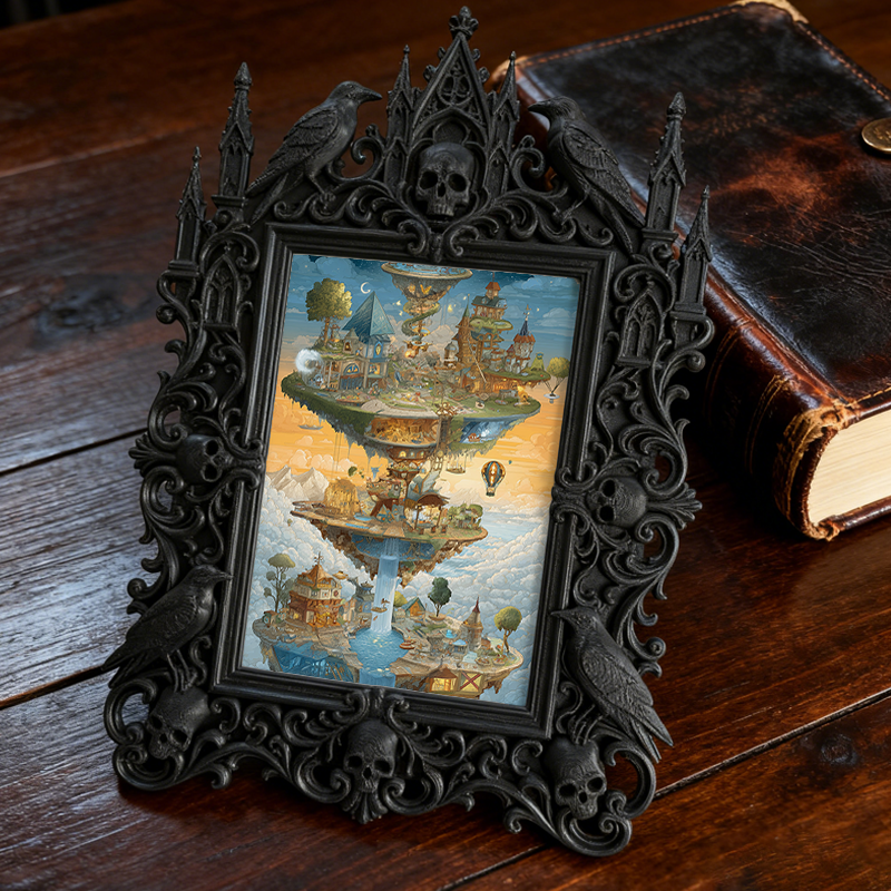 Gothic Dark-style Photo Frame | Gothic Themed Pop-up Bar Wall Decor, Photo Ornament, Wall-mountable & Tabletop, Waterproof Plastic Frame