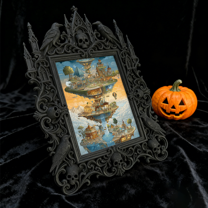 Gothic Dark-style Photo Frame | Gothic Themed Pop-up Bar Wall Decor, Photo Ornament, Wall-mountable & Tabletop, Waterproof Plastic Frame