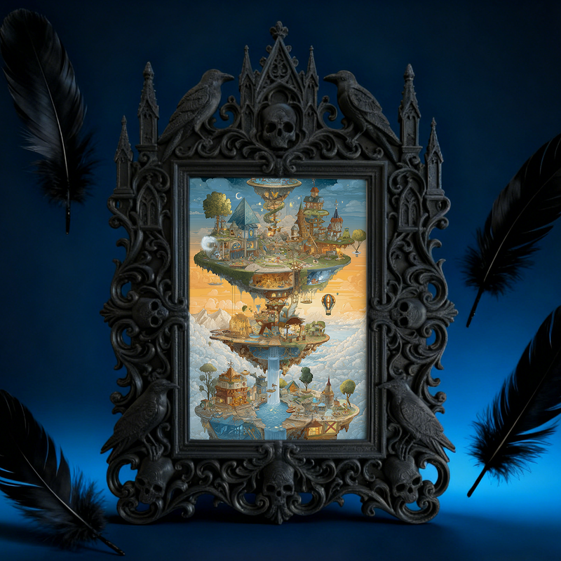 Gothic Dark-style Photo Frame | Gothic Themed Pop-up Bar Wall Decor, Photo Ornament, Wall-mountable & Tabletop, Waterproof Plastic Frame