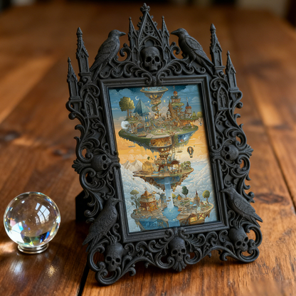 Gothic Dark-style Photo Frame | Gothic Themed Pop-up Bar Wall Decor, Photo Ornament, Wall-mountable & Tabletop, Waterproof Plastic Frame