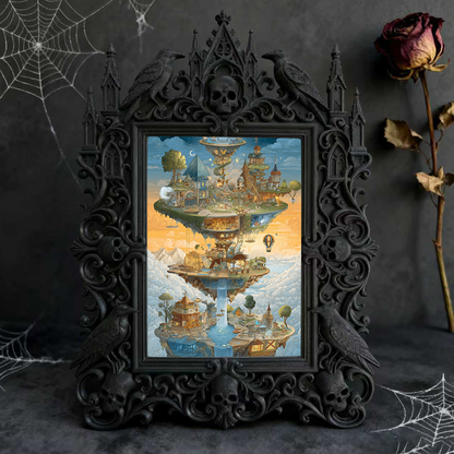 Gothic Dark-style Photo Frame | Gothic Themed Pop-up Bar Wall Decor, Photo Ornament, Wall-mountable & Tabletop, Waterproof Plastic Frame