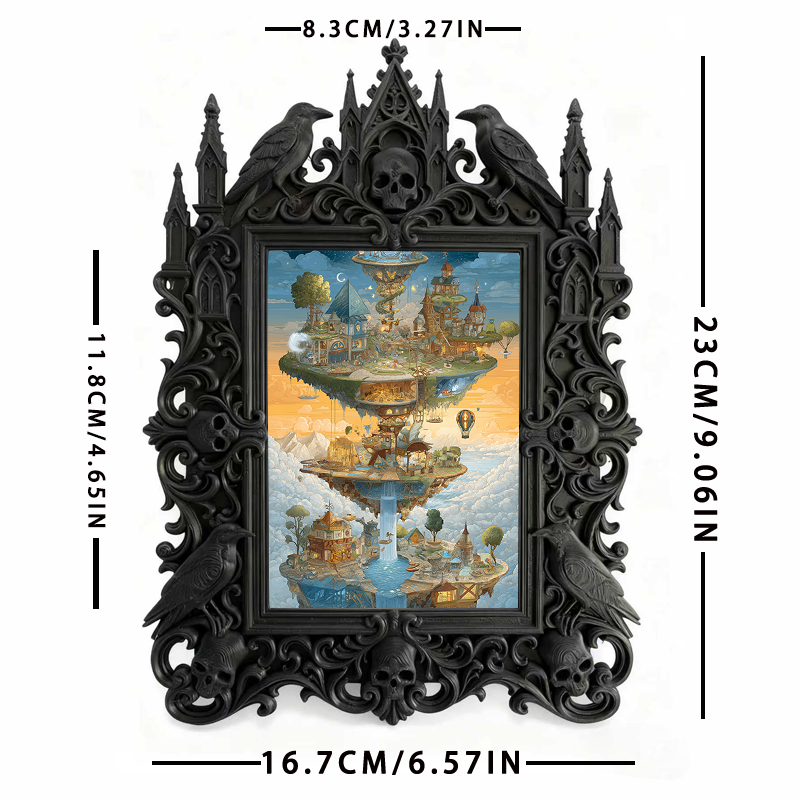 Gothic Dark-style Photo Frame | Gothic Themed Pop-up Bar Wall Decor, Photo Ornament, Wall-mountable & Tabletop, Waterproof Plastic Frame
