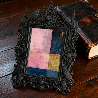 Top-rated Gothic Dark-style Photo Frame | Witchy Tarot Card Reading Nook Decor, Photo Ornament, Wall-mountable & Tabletop, Waterproof Plasti