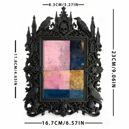 Top-rated Gothic Dark-style Photo Frame | Witchy Tarot Card Reading Nook Decor, Photo Ornament, Wall-mountable & Tabletop, Waterproof Plasti