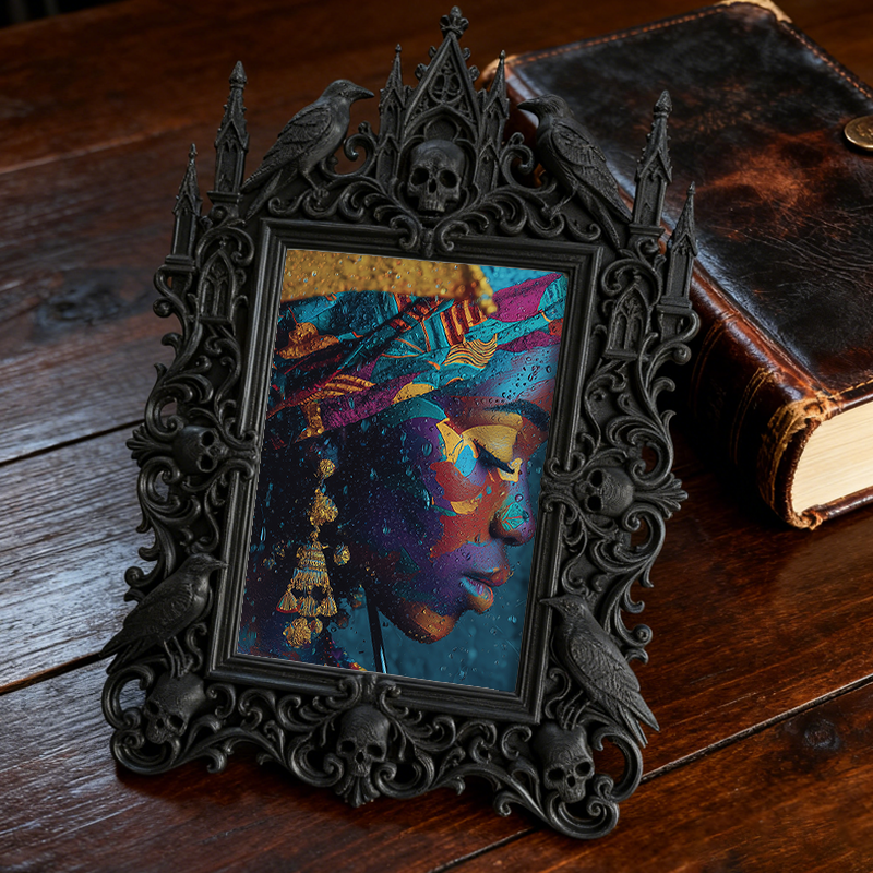 Bestseller Gothic Dark-style Photo Frame | Occult Crystal Altar Corner Decor, Photo Ornament, Wall/Table Dual-use, Waterproof Durable Plasti