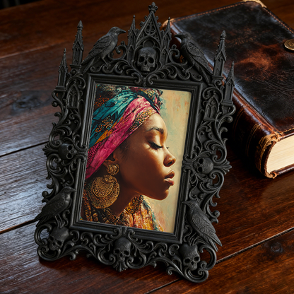 Trendy Gothic Dark-style Photo Frame | Dark Academia Library Reading Nook Decor, Photo Ornament, Wall-mountable & Tabletop, Waterproof Light