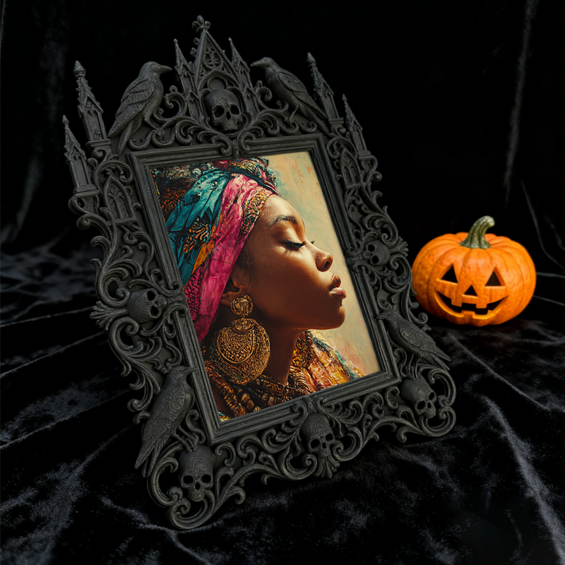 Trendy Gothic Dark-style Photo Frame | Dark Academia Library Reading Nook Decor, Photo Ornament, Wall-mountable & Tabletop, Waterproof Light