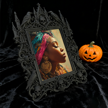 Trendy Gothic Dark-style Photo Frame | Dark Academia Library Reading Nook Decor, Photo Ornament, Wall-mountable & Tabletop, Waterproof Light