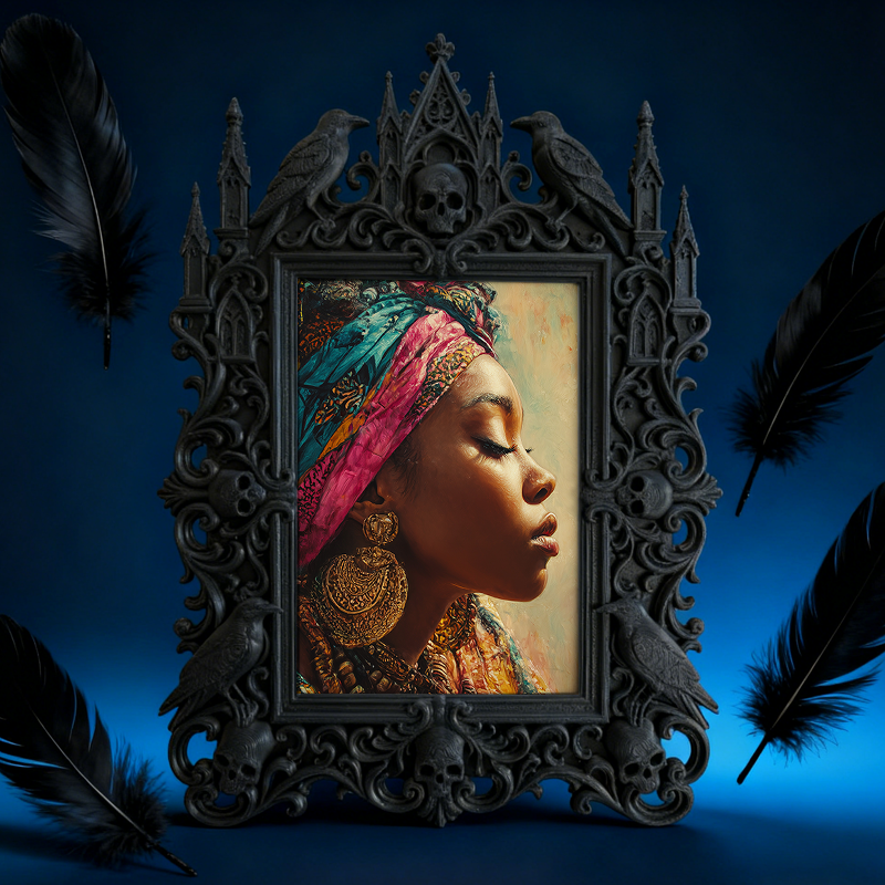 Trendy Gothic Dark-style Photo Frame | Dark Academia Library Reading Nook Decor, Photo Ornament, Wall-mountable & Tabletop, Waterproof Light