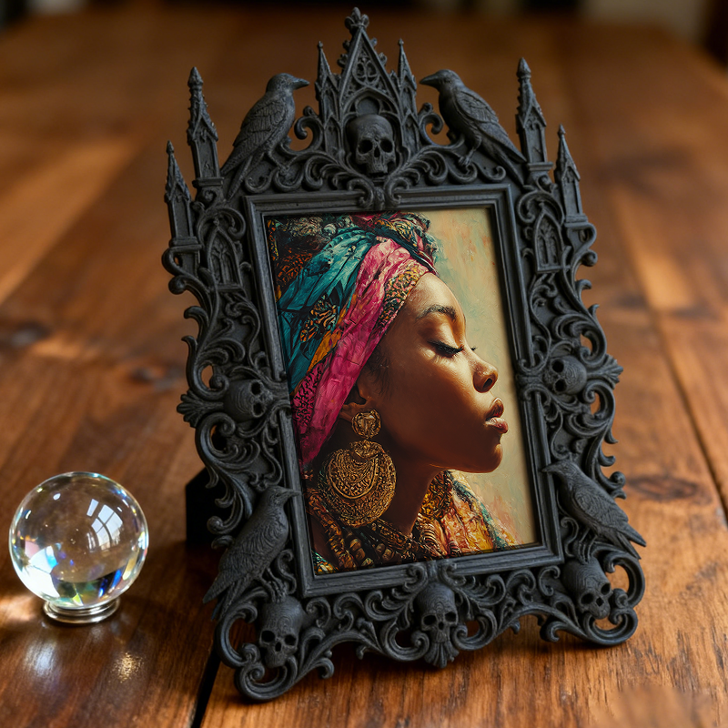 Trendy Gothic Dark-style Photo Frame | Dark Academia Library Reading Nook Decor, Photo Ornament, Wall-mountable & Tabletop, Waterproof Light