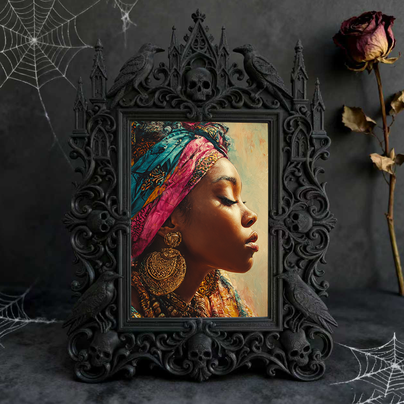 Trendy Gothic Dark-style Photo Frame | Dark Academia Library Reading Nook Decor, Photo Ornament, Wall-mountable & Tabletop, Waterproof Light