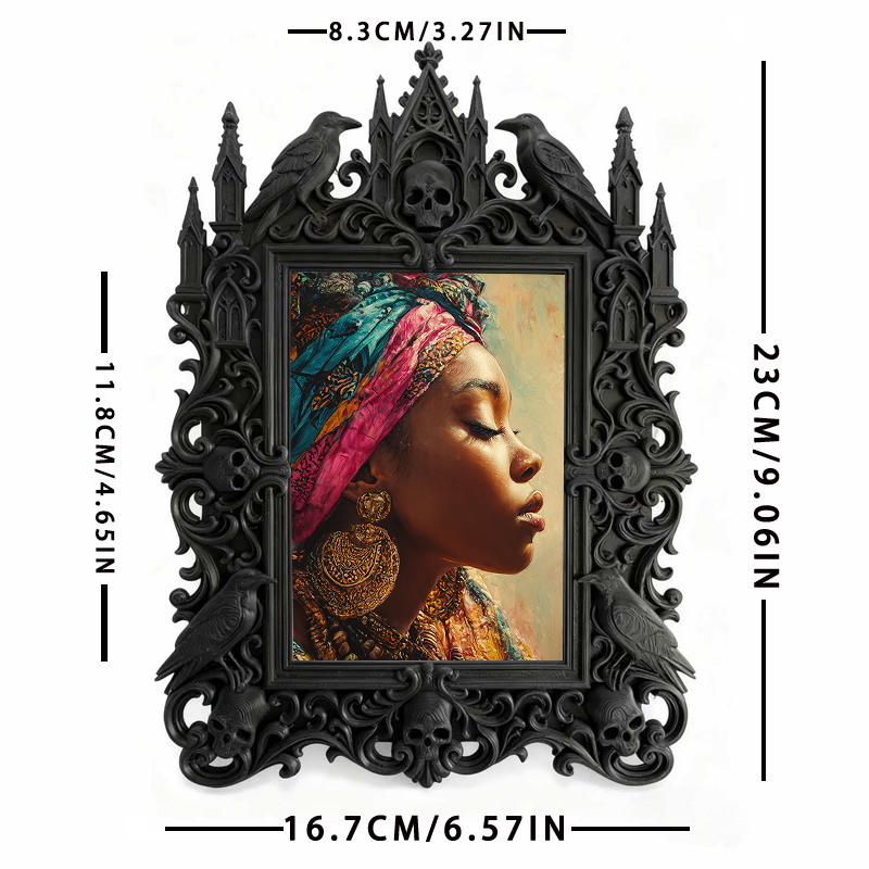 Trendy Gothic Dark-style Photo Frame | Dark Academia Library Reading Nook Decor, Photo Ornament, Wall-mountable & Tabletop, Waterproof Light