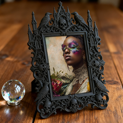 Premium Gothic Dark-style Photo Frame | Witchcraft Herbal Apothecary Decor, Photo Ornament, Wall-mountable & Tabletop, Waterproof Sturdy Pla