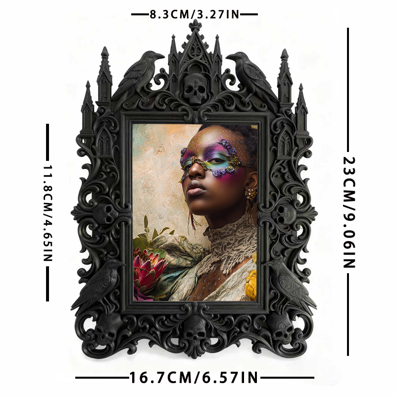 Premium Gothic Dark-style Photo Frame | Witchcraft Herbal Apothecary Decor, Photo Ornament, Wall-mountable & Tabletop, Waterproof Sturdy Pla