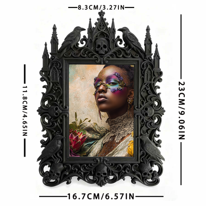 Premium Gothic Dark-style Photo Frame | Witchcraft Herbal Apothecary Decor, Photo Ornament, Wall-mountable & Tabletop, Waterproof Sturdy Pla