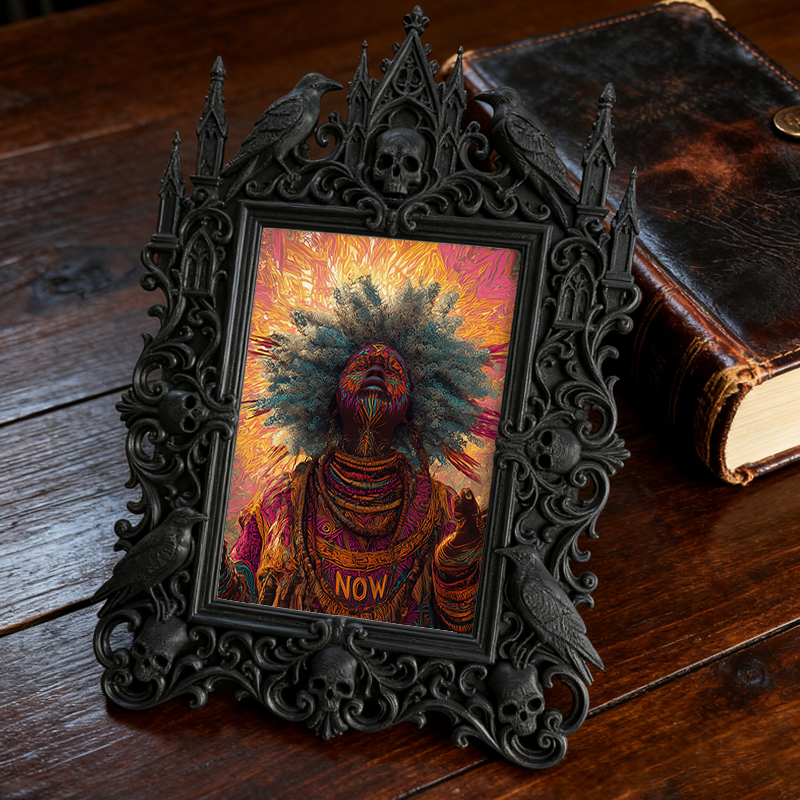 Stylish Gothic Dark-style Photo Frame | Punk Rock Band Merch Booth Decor, Photo Ornament, Wall-mountable & Tabletop, Waterproof Matte Plasti
