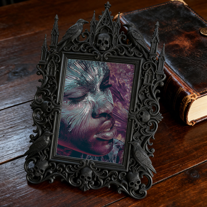 Luxury Gothic Dark-style Photo Frame | Dark Florist Dried Black Rose Shop Decor, Photo Ornament, Dual-use Display, Waterproof Heavy-duty Fra