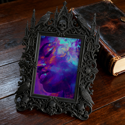 Top-rated Gothic Dark-style Photo Frame | LARP Fantasy Dark Elf Camp Decor, Photo Ornament, Wall-mountable & Tabletop, Waterproof Portable P
