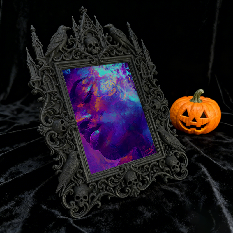 Top-rated Gothic Dark-style Photo Frame | LARP Fantasy Dark Elf Camp Decor, Photo Ornament, Wall-mountable & Tabletop, Waterproof Portable P