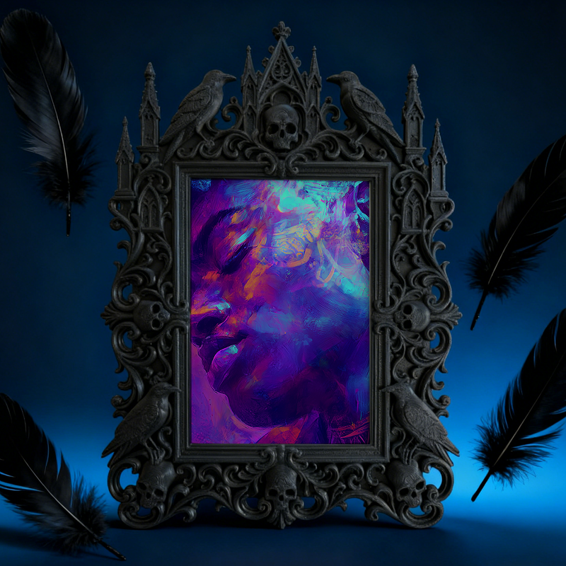 Top-rated Gothic Dark-style Photo Frame | LARP Fantasy Dark Elf Camp Decor, Photo Ornament, Wall-mountable & Tabletop, Waterproof Portable P