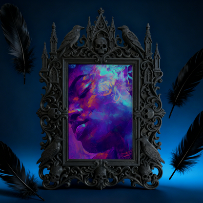 Top-rated Gothic Dark-style Photo Frame | LARP Fantasy Dark Elf Camp Decor, Photo Ornament, Wall-mountable & Tabletop, Waterproof Portable P