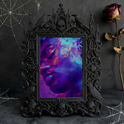 Top-rated Gothic Dark-style Photo Frame | LARP Fantasy Dark Elf Camp Decor, Photo Ornament, Wall-mountable & Tabletop, Waterproof Portable P